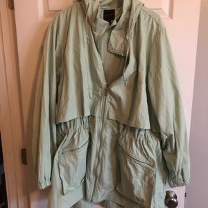 Soft Green Rain Jacket W/Removable Hood